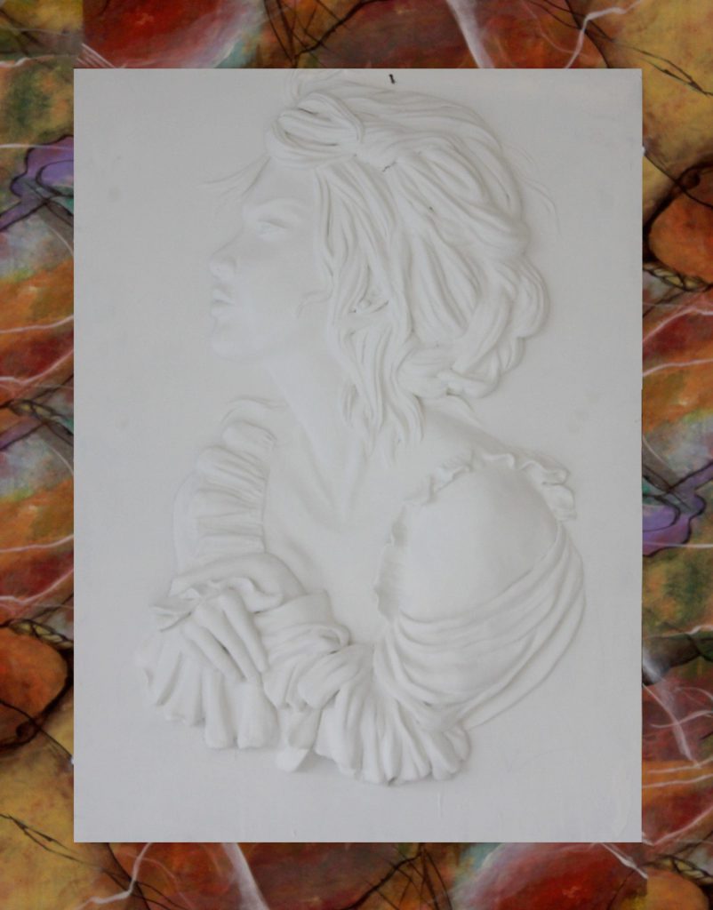 گچبری مدرن تابلو پرتره نیم رخ قاب بندی سنگ