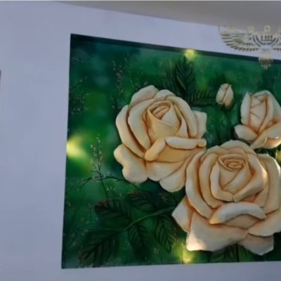 تابلو نقش برجسته گچبری مدرن گل رز