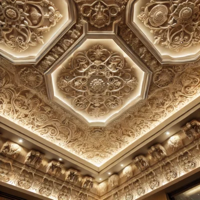 گچ‌بری سقف با دست