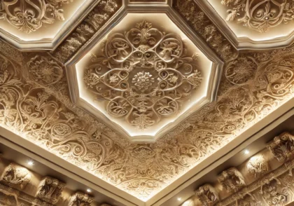 گچ‌بری سقف با دست