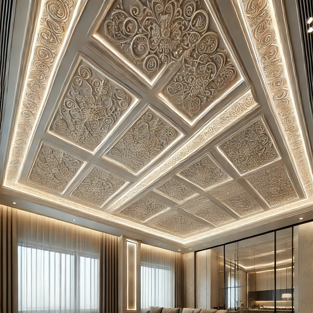 گچبری سقف بدون رابیتس تلفیقی از نوآوری، زیبایی و سبکی با سیمین گچبری