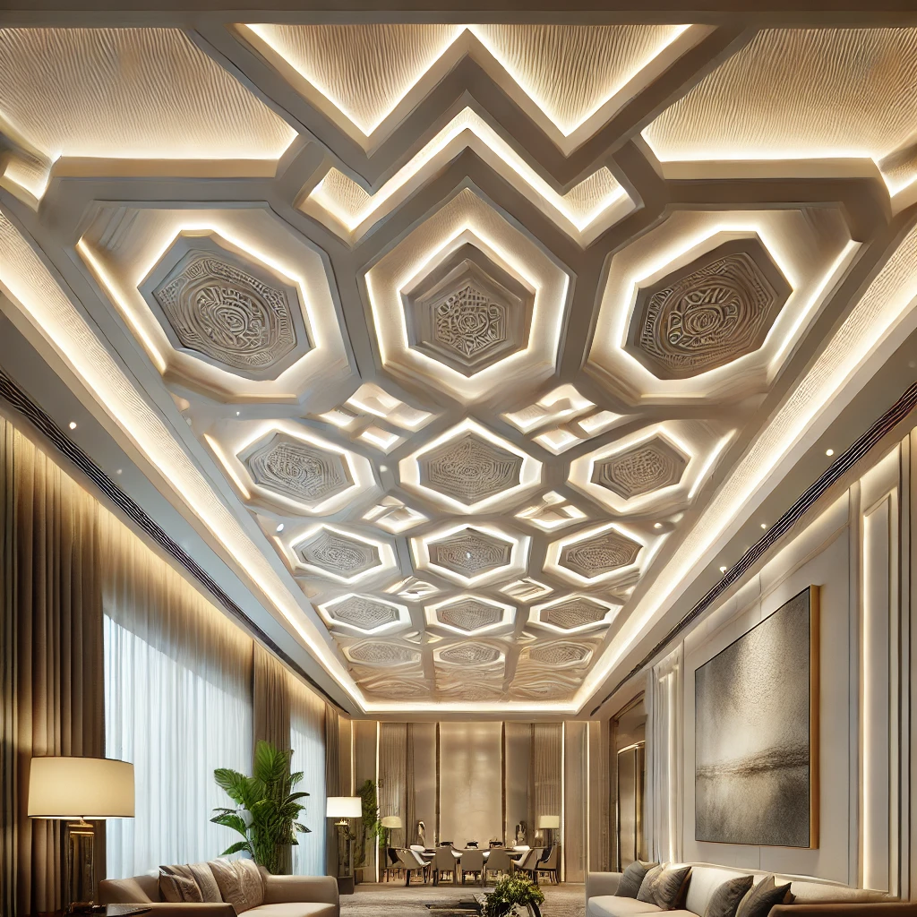 گچ‌بری سقف جدید رقص نور و نقش در دنیای مدرن